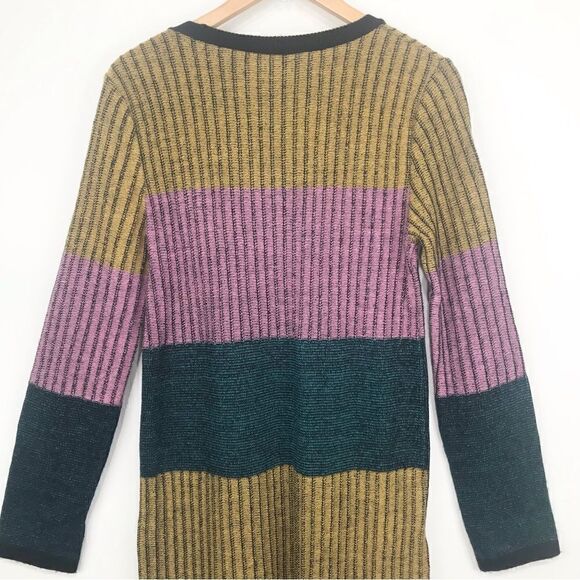 ASOS Green Pink Yellow Striped Colorblock Vertical Ribbed Knit Sweater Dress - Picture 8 of 15